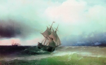 嵐の近似 1877 ロマンチックなイワン・アイヴァゾフスキー ロシア Oil Paintings